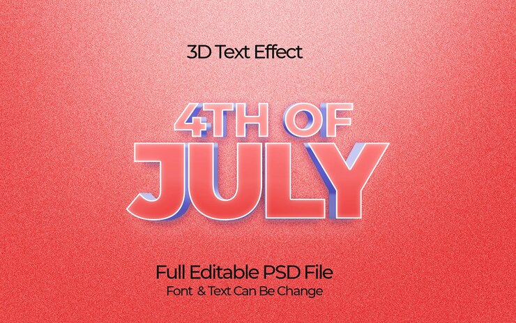 PSD 4th of july 3d text effect