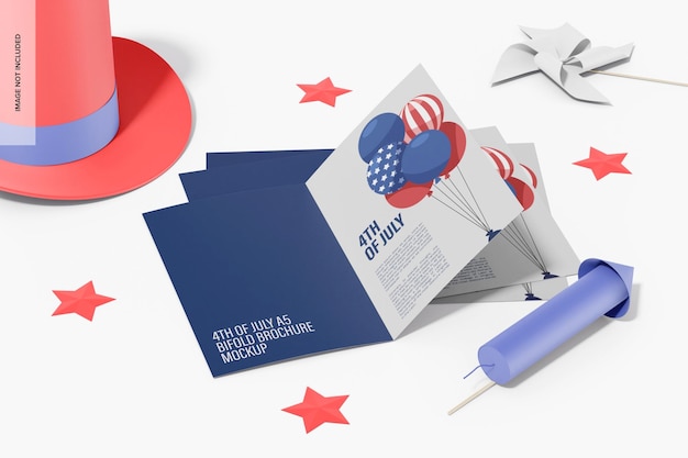 PSD 4th of july a5 bifold brochures mockup