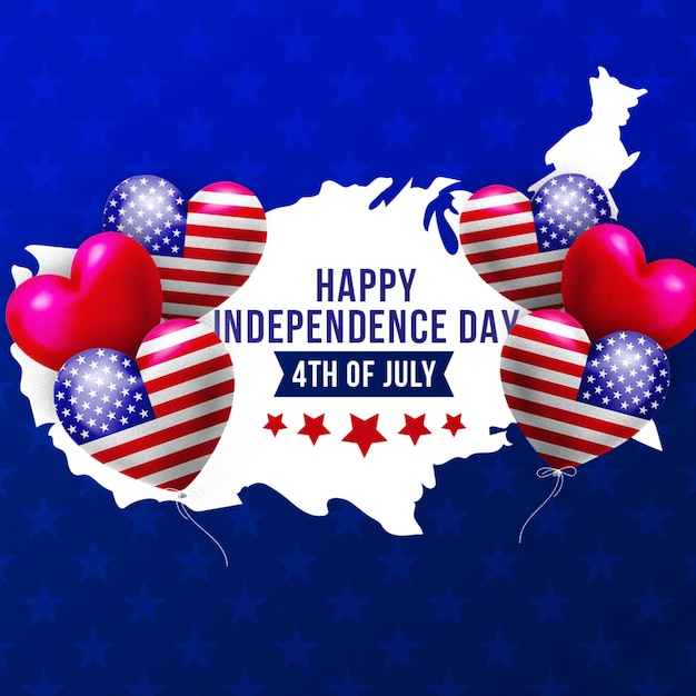 PSD 4th of july american flag independence day patriotic event celebration social media post design