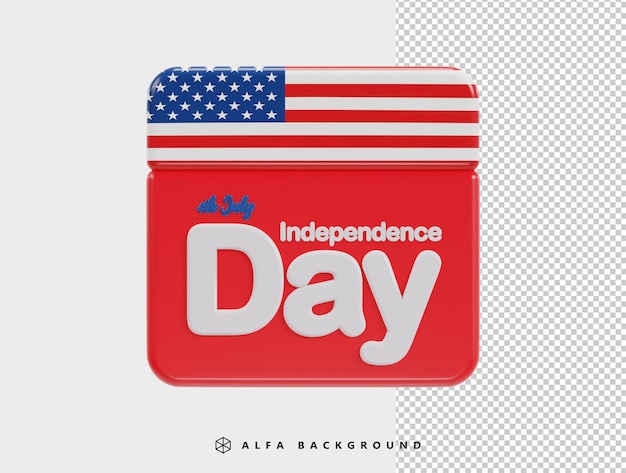 PSD illustrazione dell'icona vettoriale 3d del giorno dell'indipendenza americana del 4 luglio