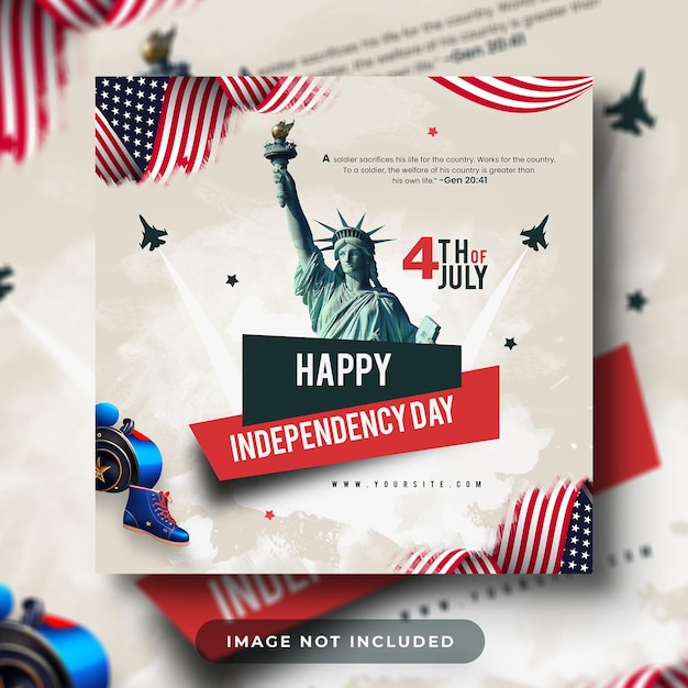 PSD 4 luglio celebrazione del giorno dell'indipendenza americana post design sui social media