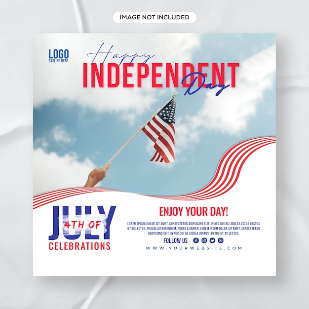 4th of July american independence day social Media post design Template