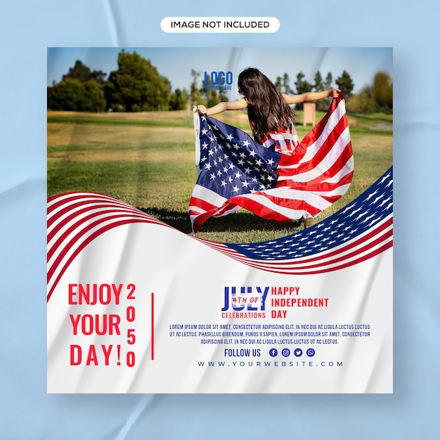 4th of July american independence day social Media post design Template