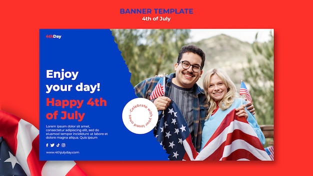 PSD 4th of july banner design template
