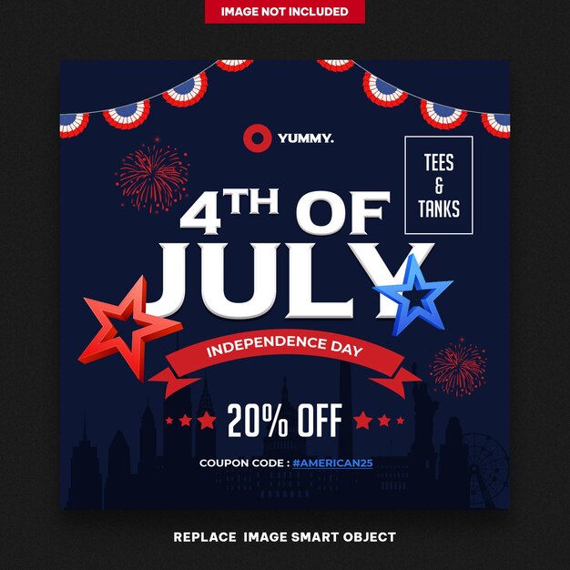 PSD 4th of july banner post