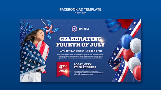 Шаблон facebook празднования 4 июля