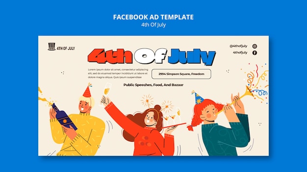 PSD modello di facebook per la celebrazione del 4 luglio