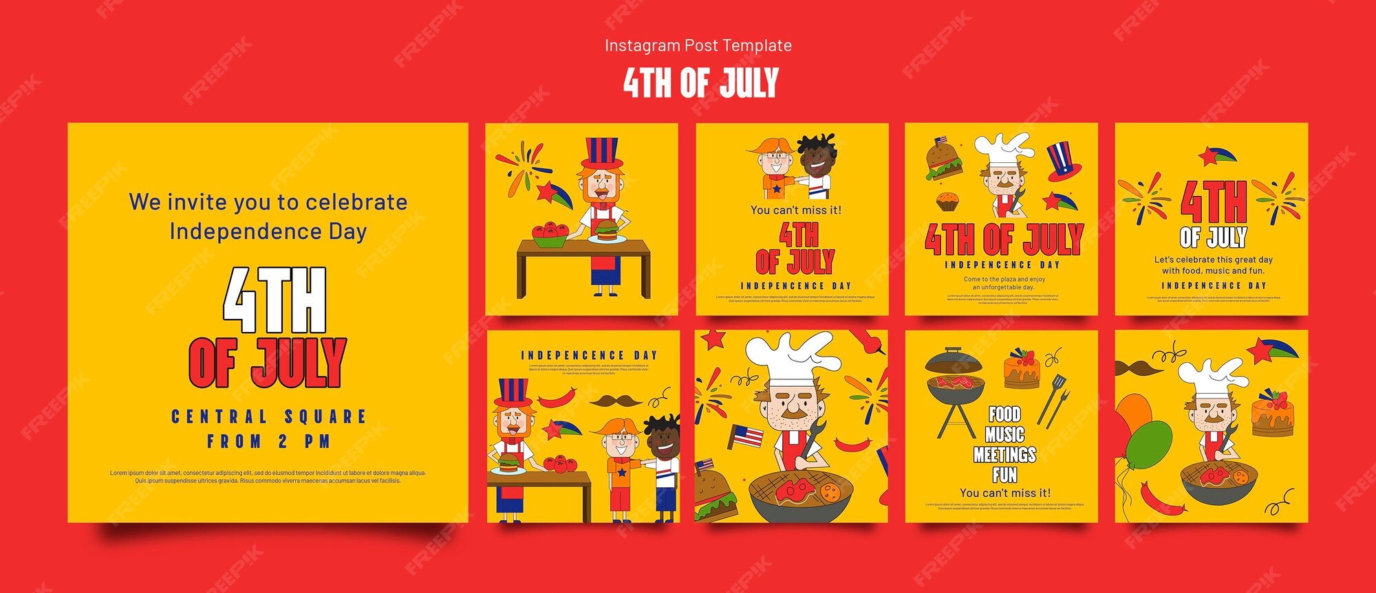 Premium PSD 4th of july celebration instagram posts