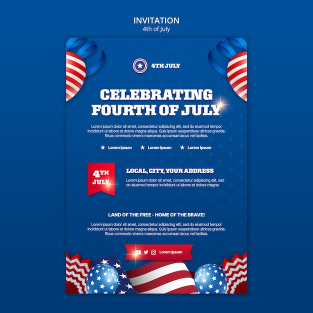 PSD 4th of july celebration invitation template