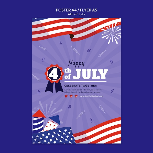 PSD 4th of july celebration vertical poster template