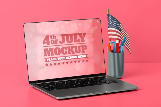 PSD celebrazione del 4 luglio con dispositivo smart mock-up