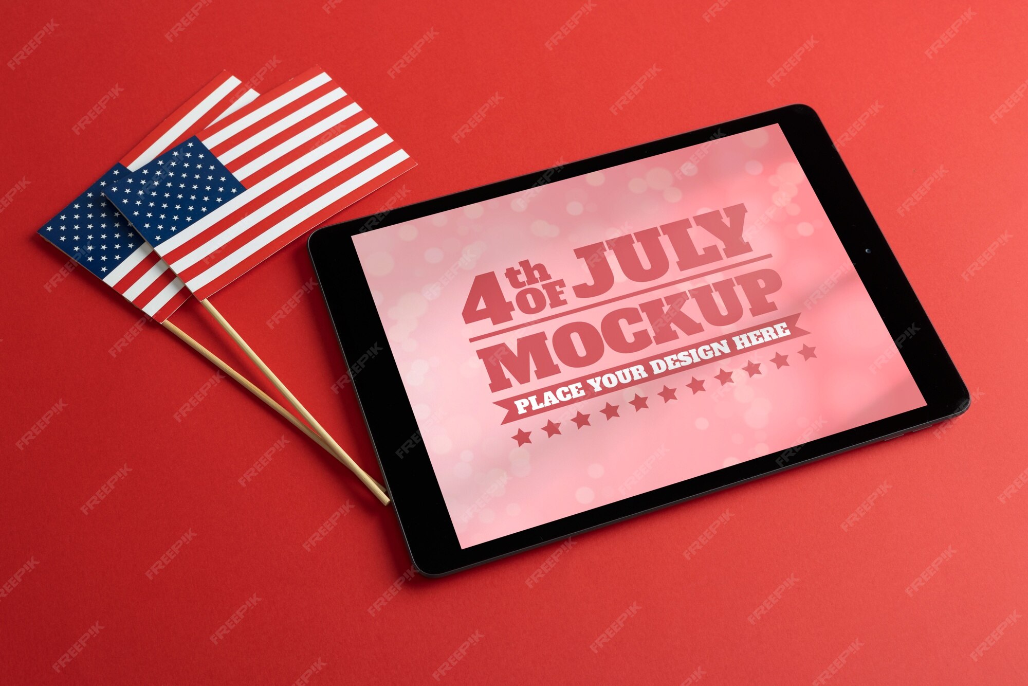 Premium PSD 4th of july celebration with mockup smart device