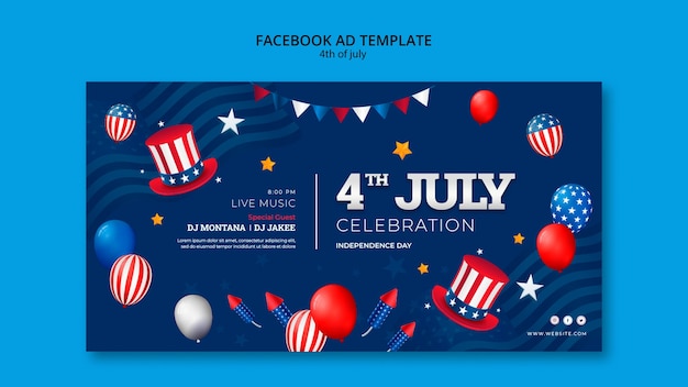 PSD 4th of july facebook template