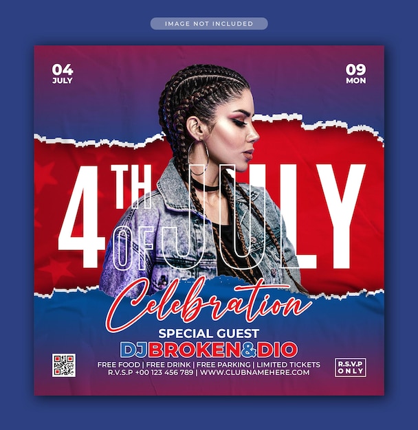 PSD 4th of july flyer or social media banner template