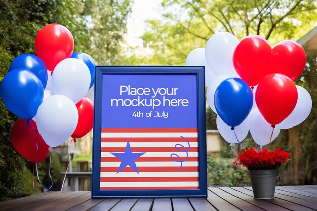 PSD 4th of july frame banner mockup design