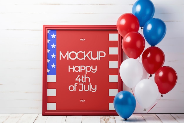 4th of july frame banner mockup design