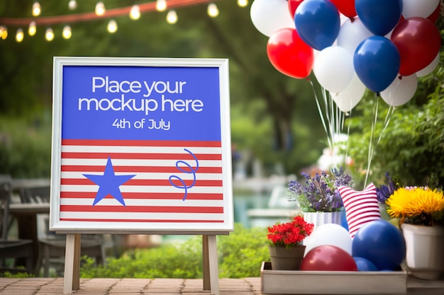 PSD 4th of july frame banner mockup design