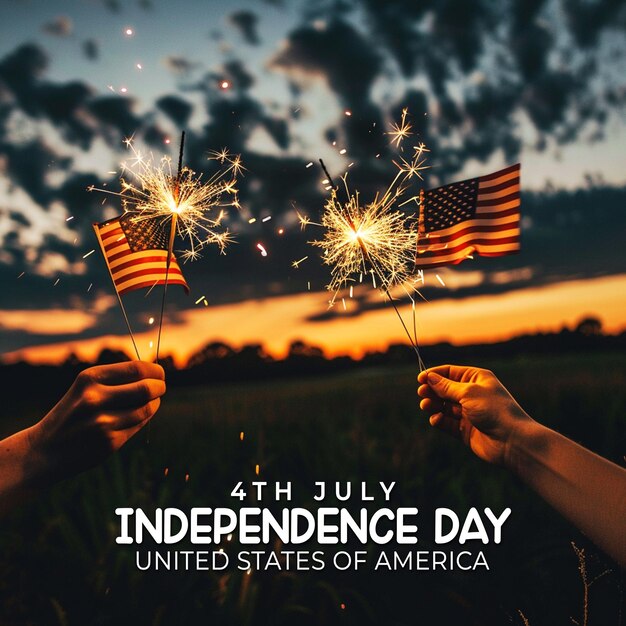 PSD 4th of july greeting card social media post background