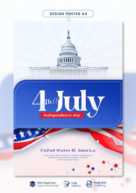 4th of july independence day poster design