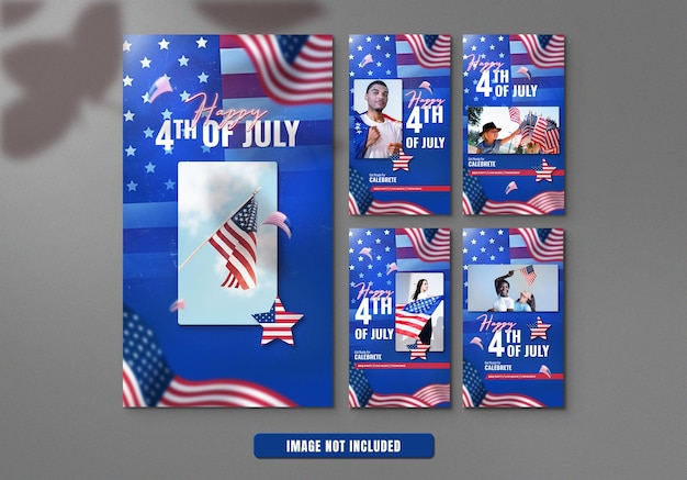 4th of july instagram stories or celebrate story template premium psd