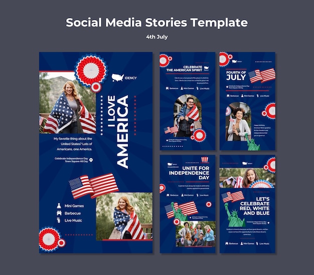 4th of july instagram stories design template