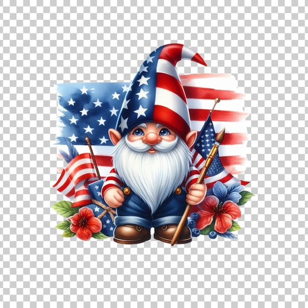 PSD 4th of july patriotic american gnome transparent background