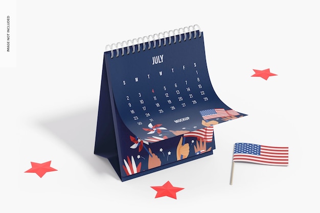 4th of July Planner Organizer Mockup, Perspective