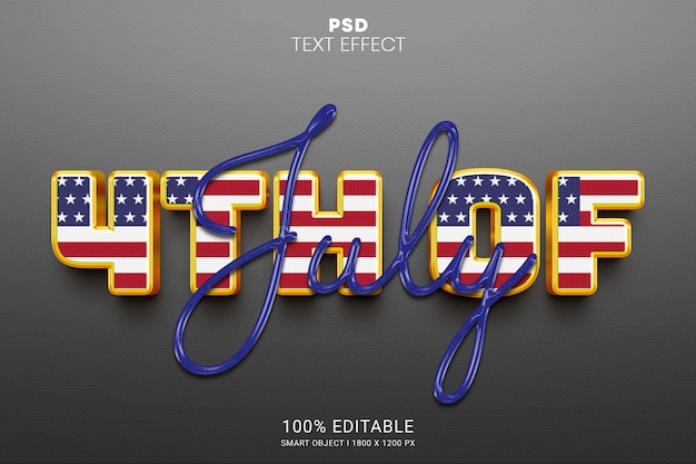 PSD 4th of july psd editable text effect design