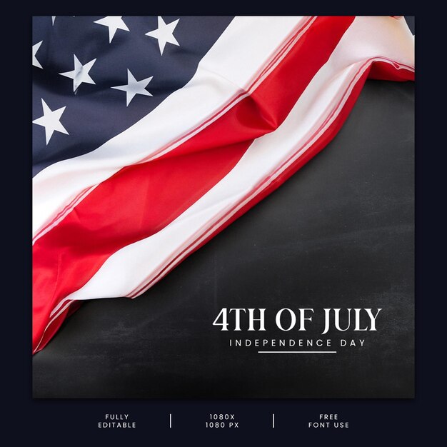 PSD 4th of july social media post template banner