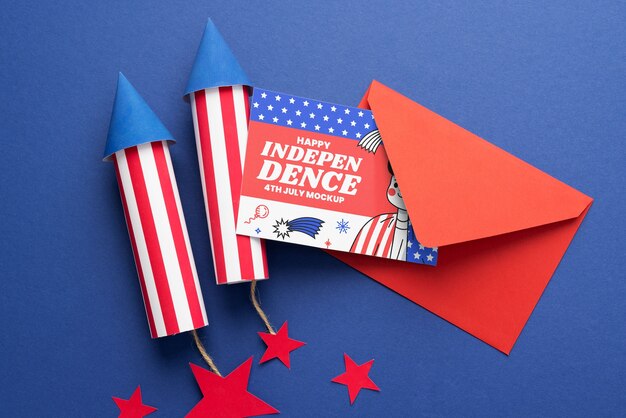 4th of july stationery mockup