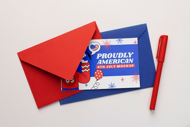 PSD 4th of july stationery mockup