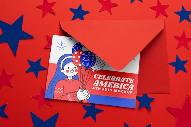 PSD 4th of july stationery mockup