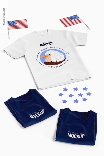 PSD 4th of july t shirt set mockup