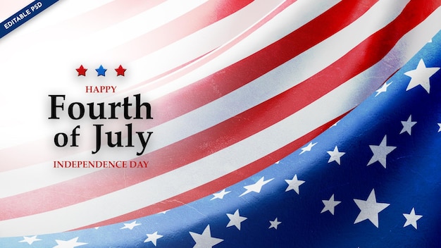 PSD 4th of july usa independence day template with american flag