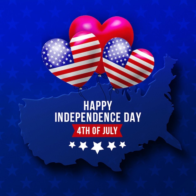 PSD 7월 4일 미국 국기 독립 기념일 애국 행사 축하 소셜 미디어 포스트 디자인