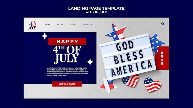 4th of july landing page design template