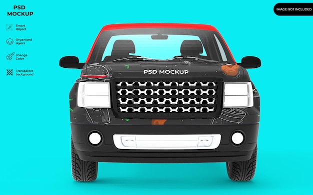 4x4 SUV load truck wrapping skin mockup