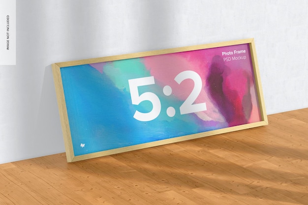 5:2 photo frame mockup, leaned