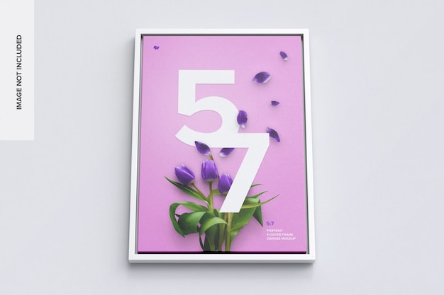 5:7 Portrait frame mockup in Bottom Front View