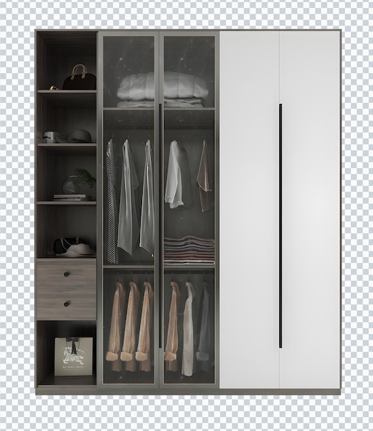 PSD 5-column 4 doors wardrobe and rack transparent