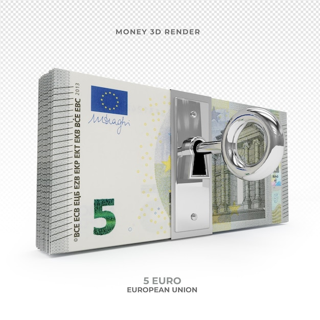 PSD 5 euro geldpak met 3d slot geeft terug