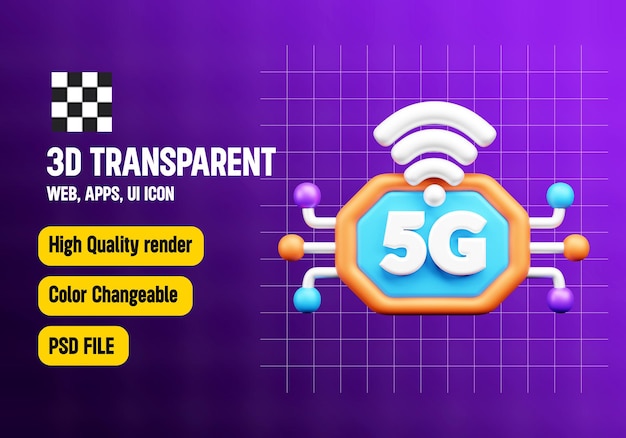 5 G Network 3D Icon or Future Things 3D Icon