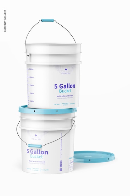 5 Gallon Bucket Mockup, Stacked