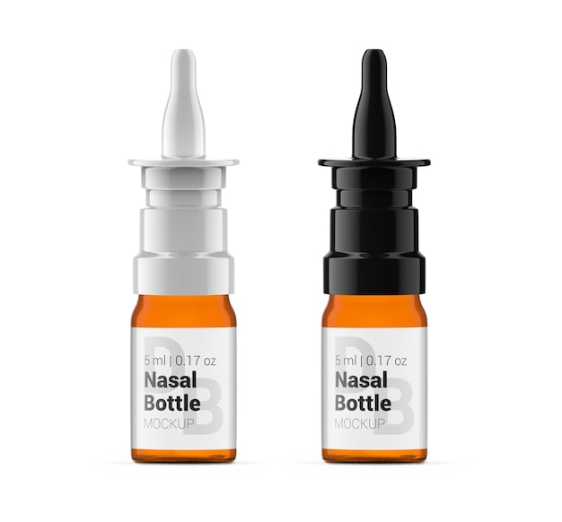 PSD 5 ml amber glazen neusspray mockup