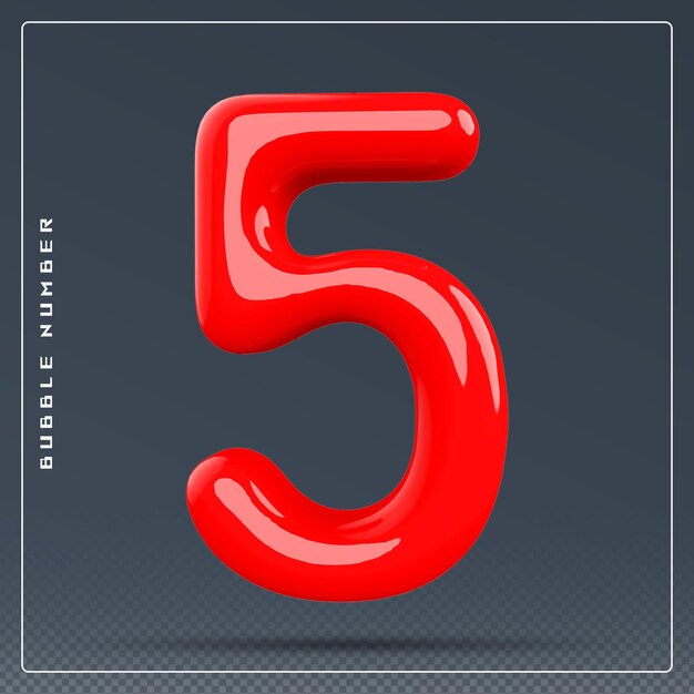 5 number bubble red 3d render