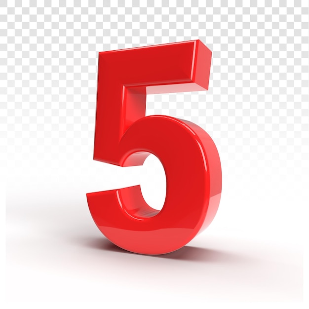 5 numer 3d czerwony