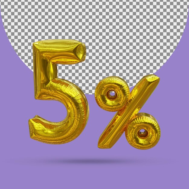 PSD リアルな3d分離の5％ゴールドフォイルバルーン