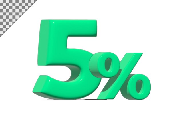 PSD 5 percent logo icon 3d rendered