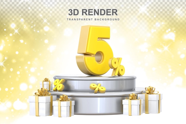 PSD 5 percent promotion with gift 3d