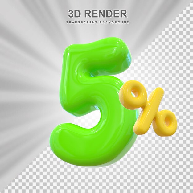 5 procent zniżki zielony balon 3d
